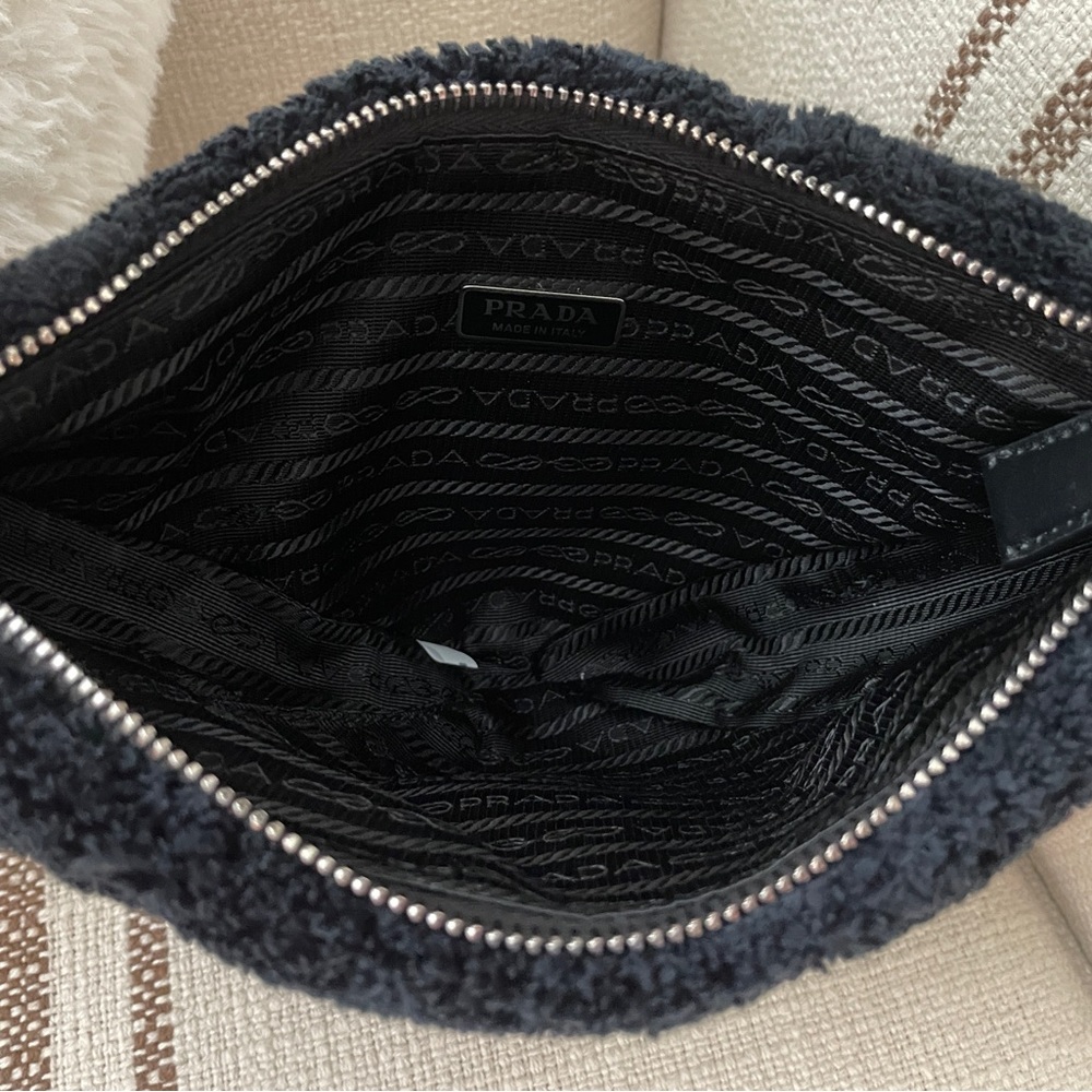 SOLD❗️EUC PRADA Spugna Triangle Pouch Faux-Fur Shoulder Bag - Picture 9 of 11